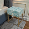 WDN, BONE INLAY FLORAL BEDSIDE TABLE/ NIGHTSTAND WITH IRON BASE (1 DR)