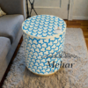 WDN BONE INLAY SIDE TABLE IN SKY BLUE FINISH