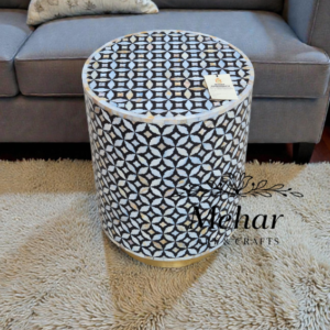 WDN MOP INLAY SIDE TABLE IN BLACK FINISH