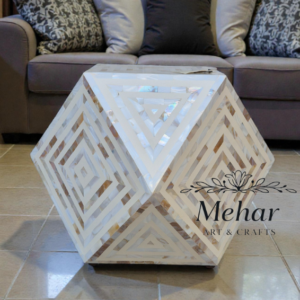 WDN MOP INLAY DIAMOND SHAPED STOOL/ SIDE TABLE
