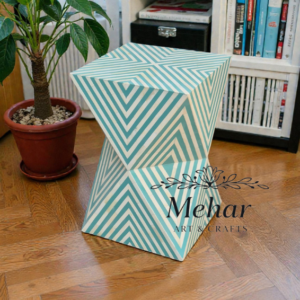 WDN BONE INLAY SIDE TABLE IN TURQUOISE