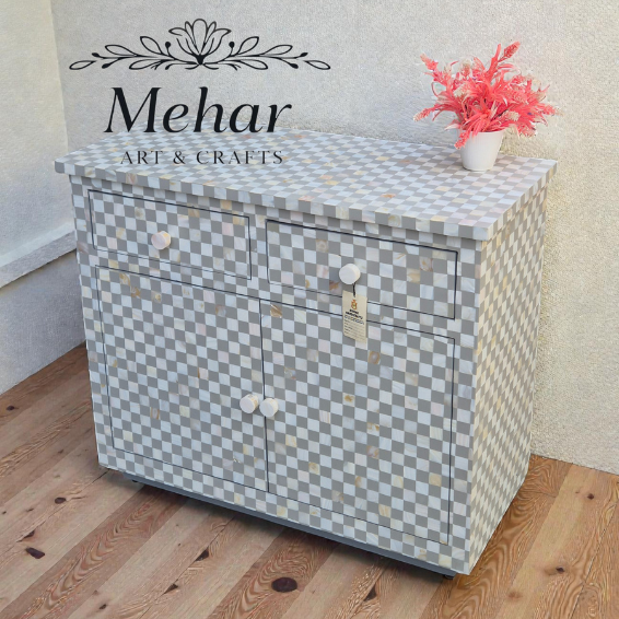 WDN MOP INLAY CHEST DRAWER WITH 2 DRAWER &  2 DOOR