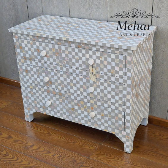 WDN MOP INLAY CHEST OF DRAWER WITH 3 DRAWER