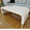WDN BONE INLAY U SHAPE COFFEE TABLE IN WHITE & BIEGE  FINISH