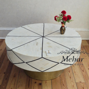 WDN NATURALE BONE INLAY COFFEE TABLE IN WHITE & BLACK FINIS