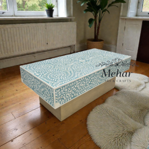 WDN BONE INLAY FLORAL COFFEE TABLE