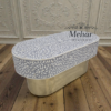 WDN BONE INLAY COFFEE TABLE IN OVAL SHAPE IN GREY WHITE FINISH