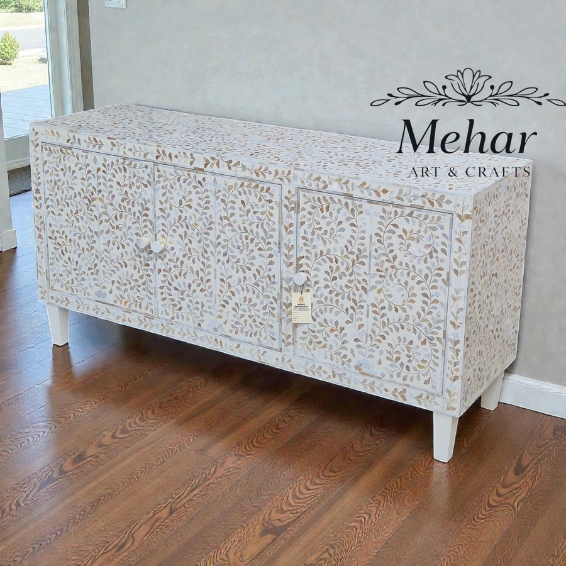 WDN FLORAL MOP INLAY SIDEBOARD 3 DOOR