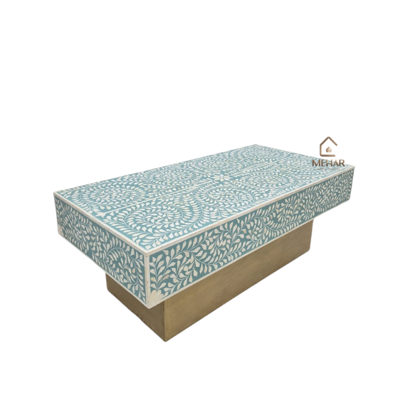 1 WDN BONE INLAY FLORAL COFFEE TABLE