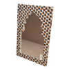 HANDCRAFTED TEAK WOOD INLAY MIRROR FRAME | GEOMETRIC WALL MIRROR