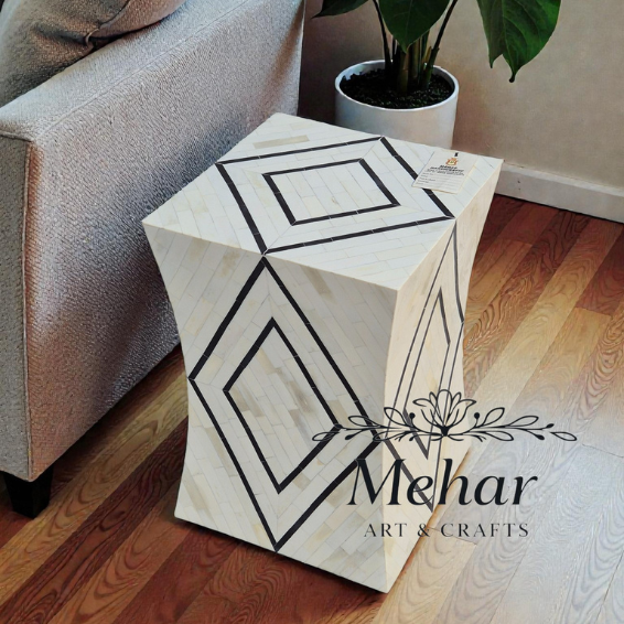 WDN Natural Bone Inlay Side Table