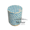 WDN BONE INLAY SIDE TABLE IN SKY BLUE FINISH