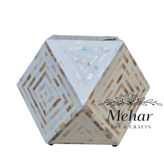 WDN MOP INLAY DIAMOND SHAPED STOOL/ SIDE TABLE