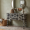 2 (2) WDN BONE INLAY CONSOLE TABLE 4 DRAWER - BLACK HALLWAY TABLE