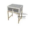 WDN Bone Inlay Bedside Table with Iron Base (1 Drawer)