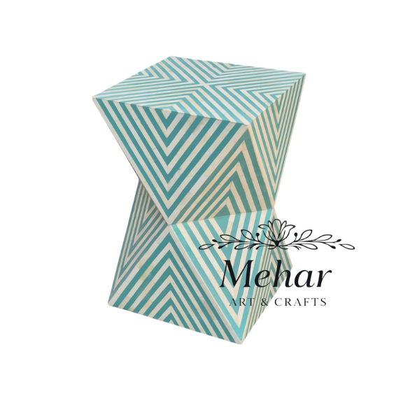 WDN BONE INLAY SIDE TABLE IN TURQUOISE