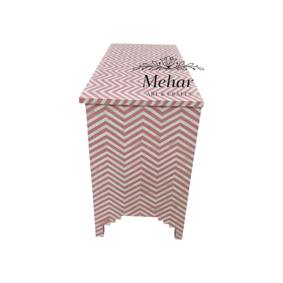 WDN BONE INLAY SIDEBOARD / CHEST  4 DRA IN WHITE & PINK FINISH