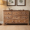 2 (3) WDN BONE INLAY WORK SIDEBOARD 8 DRAWER