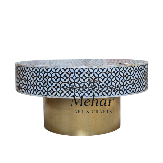 WDN MOP INLAY COFFEE TABLE IN BLACK FINISH