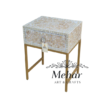 MOP Floral Inlay Bedside Table with Iron Base (1 DR)