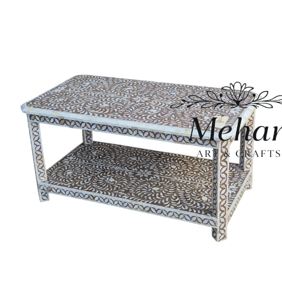 WDN MOP INLAY FLORAL COFFEE TABLE IN INDIAN STYLE