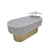 WDN BONE INLAY COFFEE TABLE IN OVAL SHAPE IN GREY WHITE FINISH
