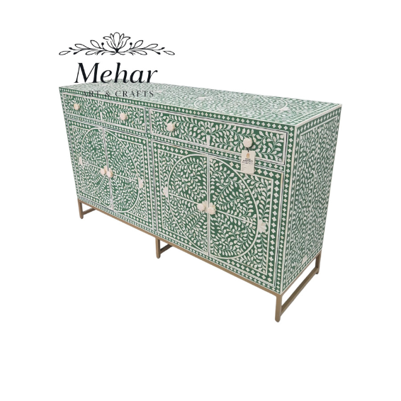 WDN FLORAL BONE INLAY SIDEBOARD 2 DRAWER 4 DOOR