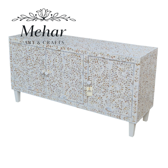 WDN FLORAL MOP INLAY SIDEBOARD 3 DOOR