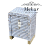 WDN MOP Inlay Bedside Table with 3 Drawers