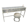 20240710_163107 WDN BONE INLAY CONSOLE TABLE 3 DRAWERS WITH MATCHING STOOL