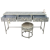 20240710_163141 WDN BONE INLAY CONSOLE TABLE 3 DRAWERS WITH MATCHING STOOL