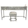 20240710_163254 WDN BONE INLAY CONSOLE TABLE 3 DRAWERS WITH MATCHING STOOL