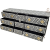 WDN BONE INLAY SIDEBOARD- BLACK & WHITE CHEST OF 9 DRAWER