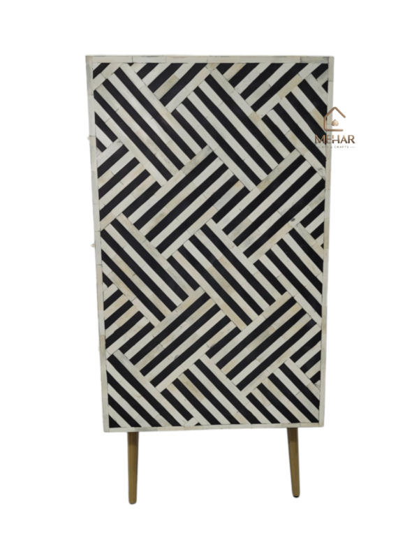 WDN BONE INLAY SIDEBOARD- BLACK & WHITE CHEST OF 9 DRAWER