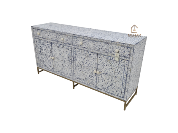 20240803_175559 WDN COLORED BONE INLAY FLORAL SIDEBOARD 2 DRAWER 4 DOOR