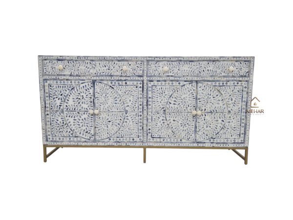 20240803_175632 WDN COLORED BONE INLAY FLORAL SIDEBOARD 2 DRAWER 4 DOOR