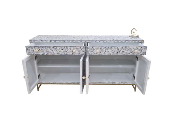 20240803_175833 WDN COLORED BONE INLAY FLORAL SIDEBOARD 2 DRAWER 4 DOOR
