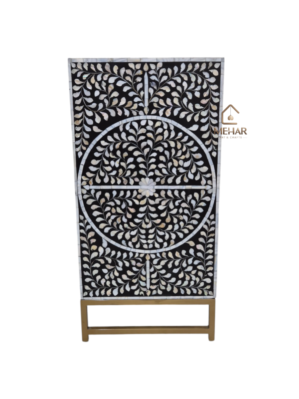 WDN MOTHER OF PEARL INLAY FLORAL SIDEBOARD 2 DRAWER 4 DOOR