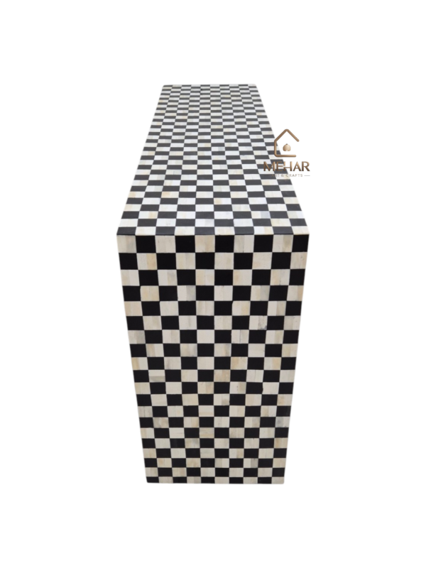 WDN BONE INLAY U CONSOLE TABLE- BLACK & WHITE HALLWAY TABLE