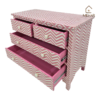 WDN BONE INLAY SIDEBOARD / CHEST OF 4 DRAWER IN WHITE & PINK FINISH