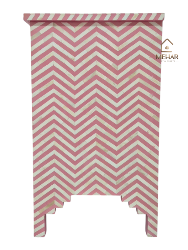 WDN BONE INLAY SIDEBOARD / CHEST OF 4 DRAWER IN WHITE & PINK FINISH