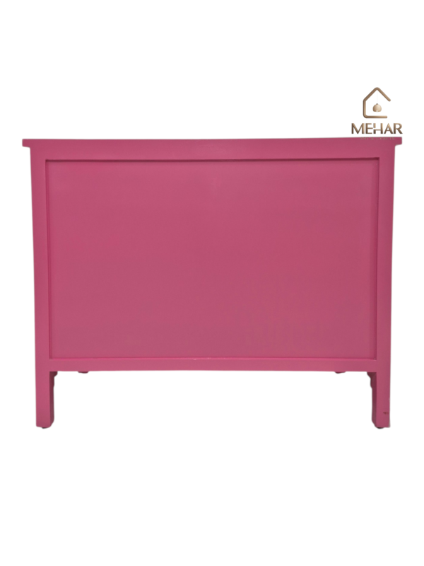 WDN BONE INLAY SIDEBOARD / CHEST OF 4 DRAWER IN WHITE & PINK FINISH