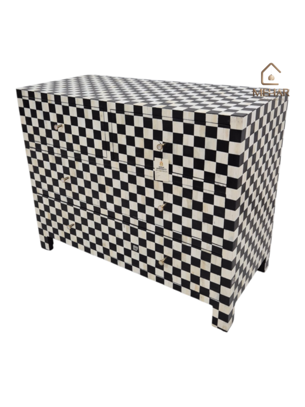 20241003_141519 WDN BONE INLAY CHEST OF DRAWERS IN BLACK & WHITE FINISH