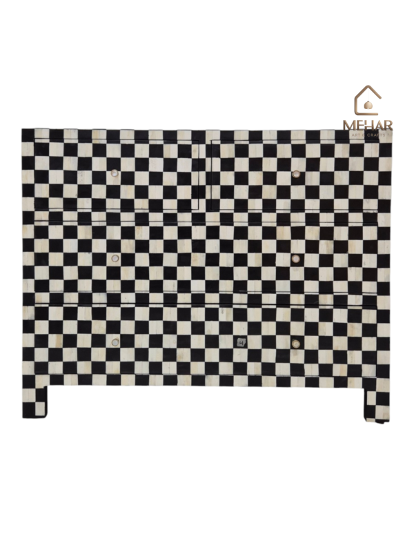 20241003_141722 WDN BONE INLAY CHEST OF DRAWERS IN BLACK & WHITE FINISH