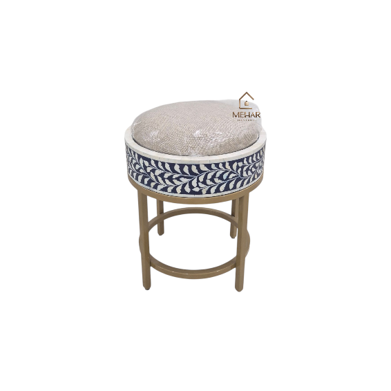 20241013_143844 WDN BONE INLAY CONSOLE TABLE 2 DRAWER WITH MATCHING STOOL