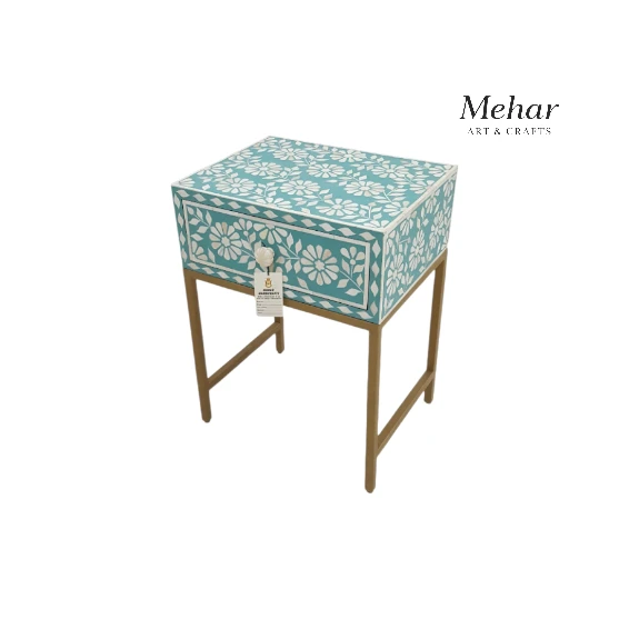 20241023_174358-Photoroom WDN BONE INLAY FLORAL BEDSIDE TABLE/ NIGHTSTAND WITH METAL BASE (1 DRAWER)