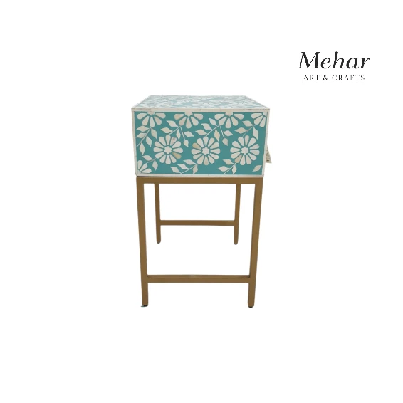 20241023_174523-Photoroom WDN BONE INLAY FLORAL BEDSIDE TABLE/ NIGHTSTAND WITH METAL BASE (1 DRAWER)