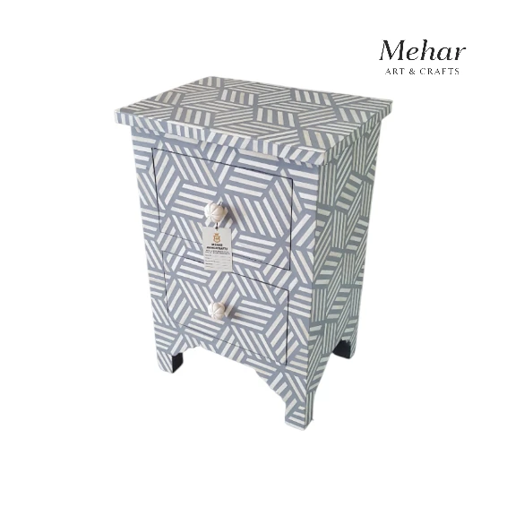 20241024_145144-Photoroom WDN Bone Inlay Bedside Table with 2 Drawers- Handmade Geometric Nightstand