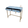 WDN BONE INLAY FLORAL CONSOLE TABLE WITH METAL BASE 2 DRAWER