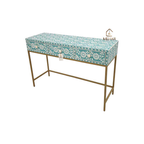 20241114_165713 WDN FLORAL BONE INLAY CONSOLE TABLE WITH 3 DRAWER